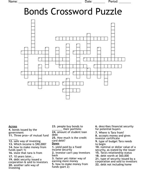 bond crossword clue|bonds word crossword.